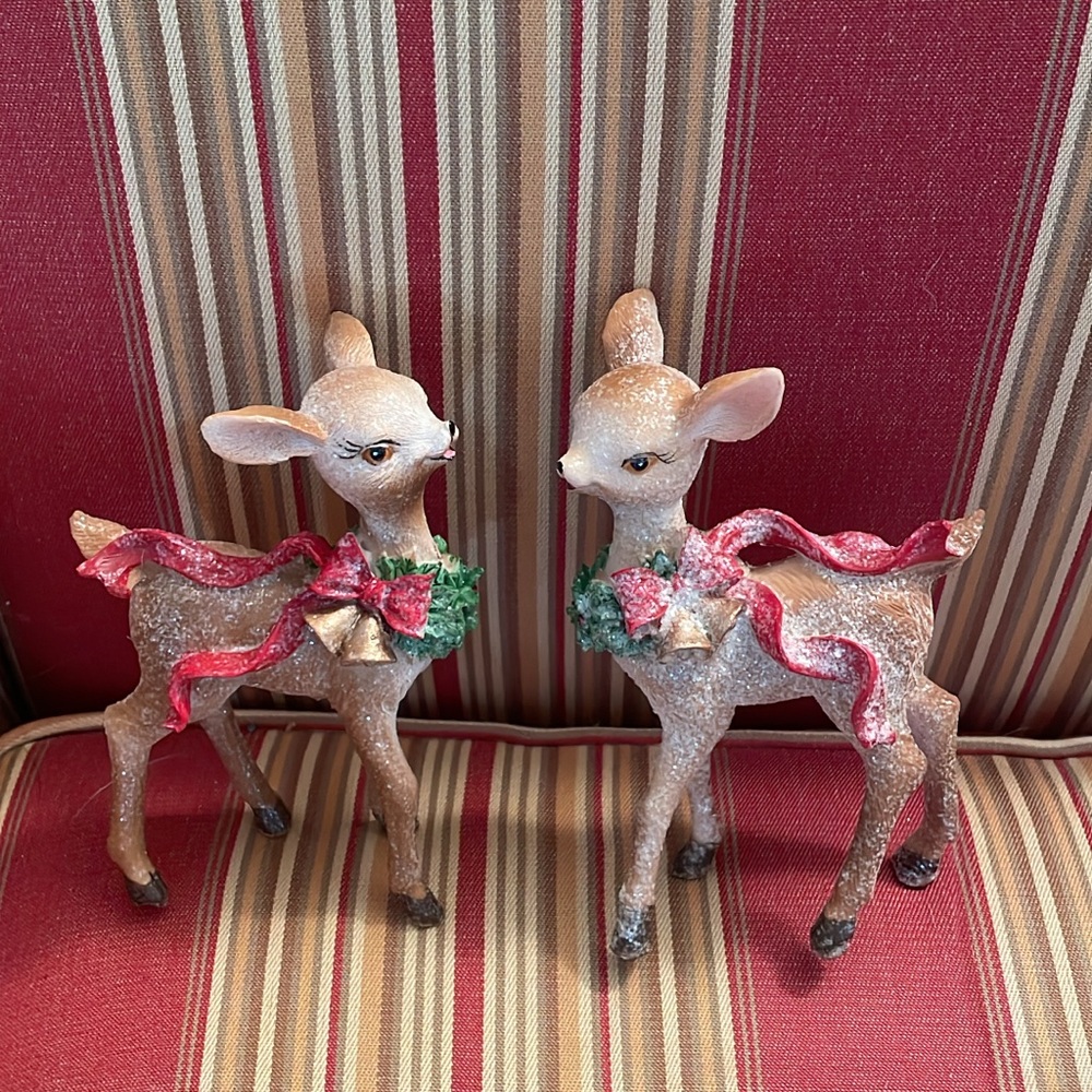 Festive Reindeer Figurines with Red and Green Accents
